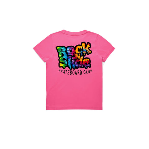 Kids RockNSlide Skateboard Club Rainbow Tee | Pink