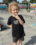 Kids RockNSlide Skateboard Club Stencil Tee | Black
