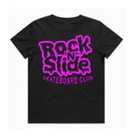 Adults RockNSlide Skateboard Club Stencil Tee| Black/Pink