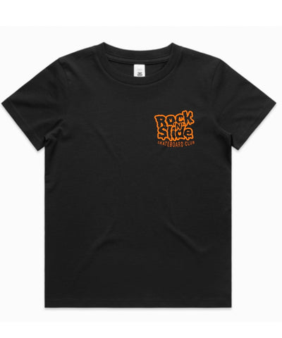 Kids RockNSlide Skateboard Club Stencil Tee | Black/Orange