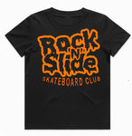 Adults RockNSlide Skateboard Club Stencil Tee | Black/Orange